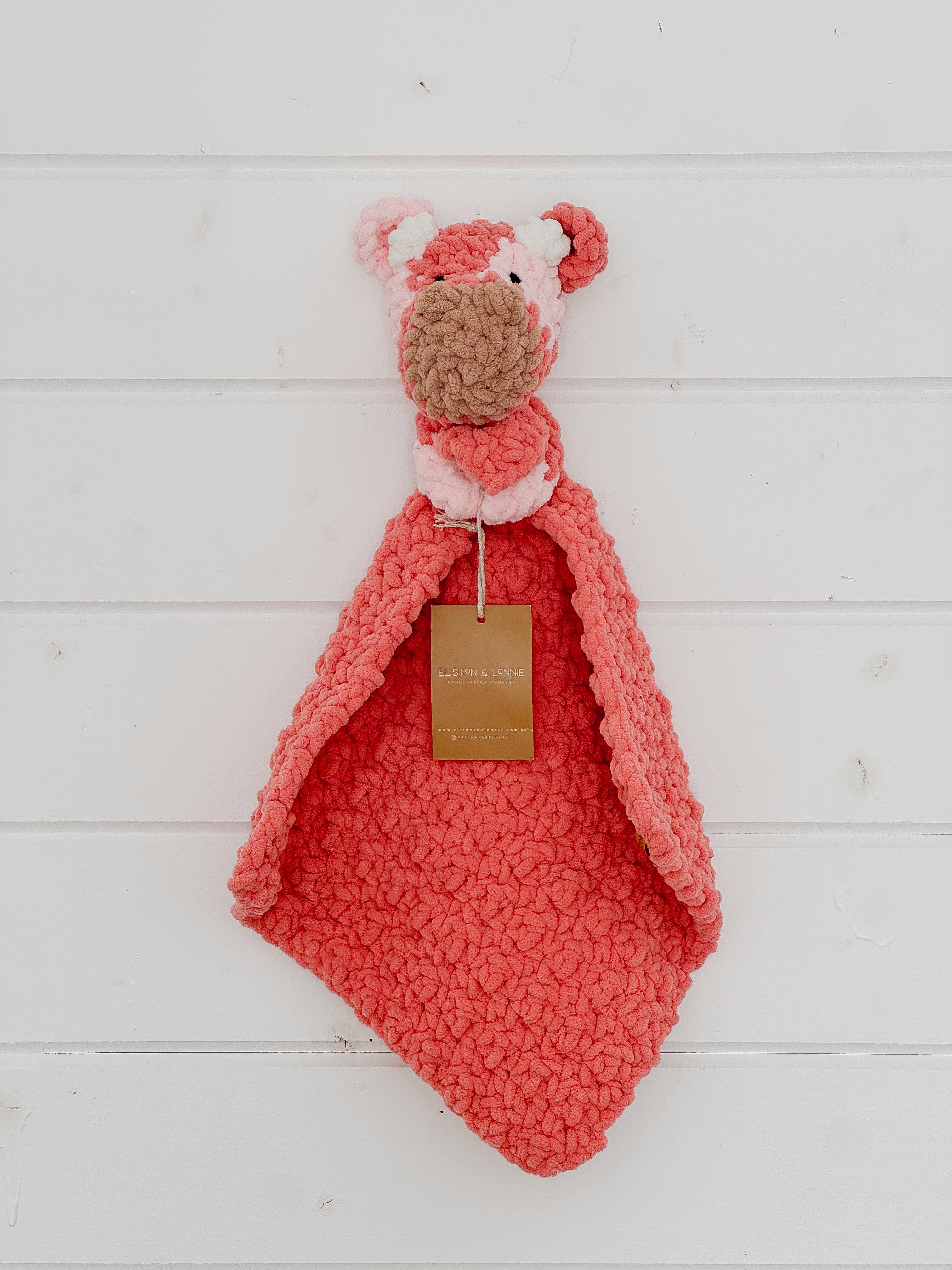 Blankie Friend Mini Moo | Salmon + Pale Pink + Latte