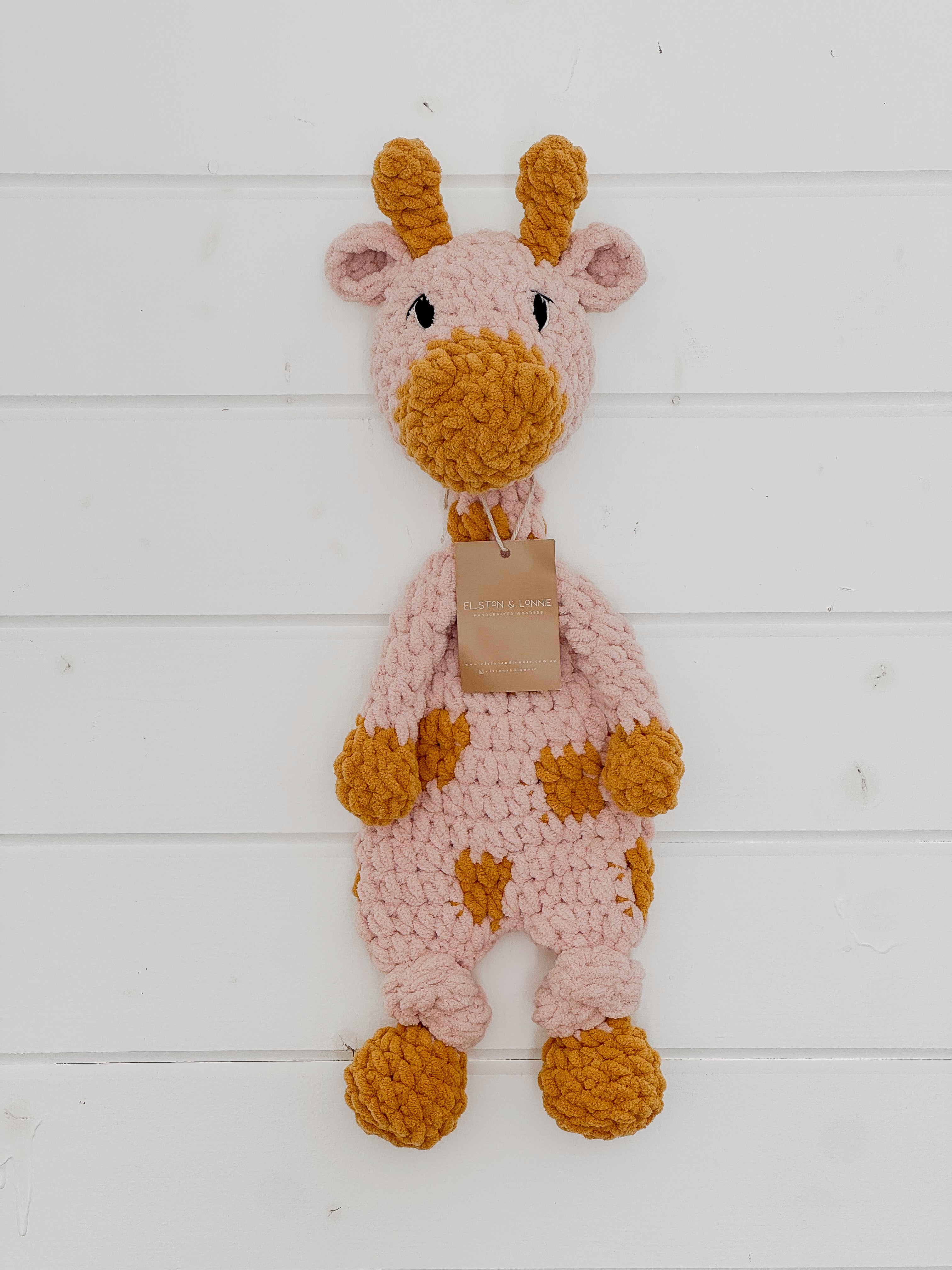 Georgie Giraffe Snuggler | Pale Pink + Mustard