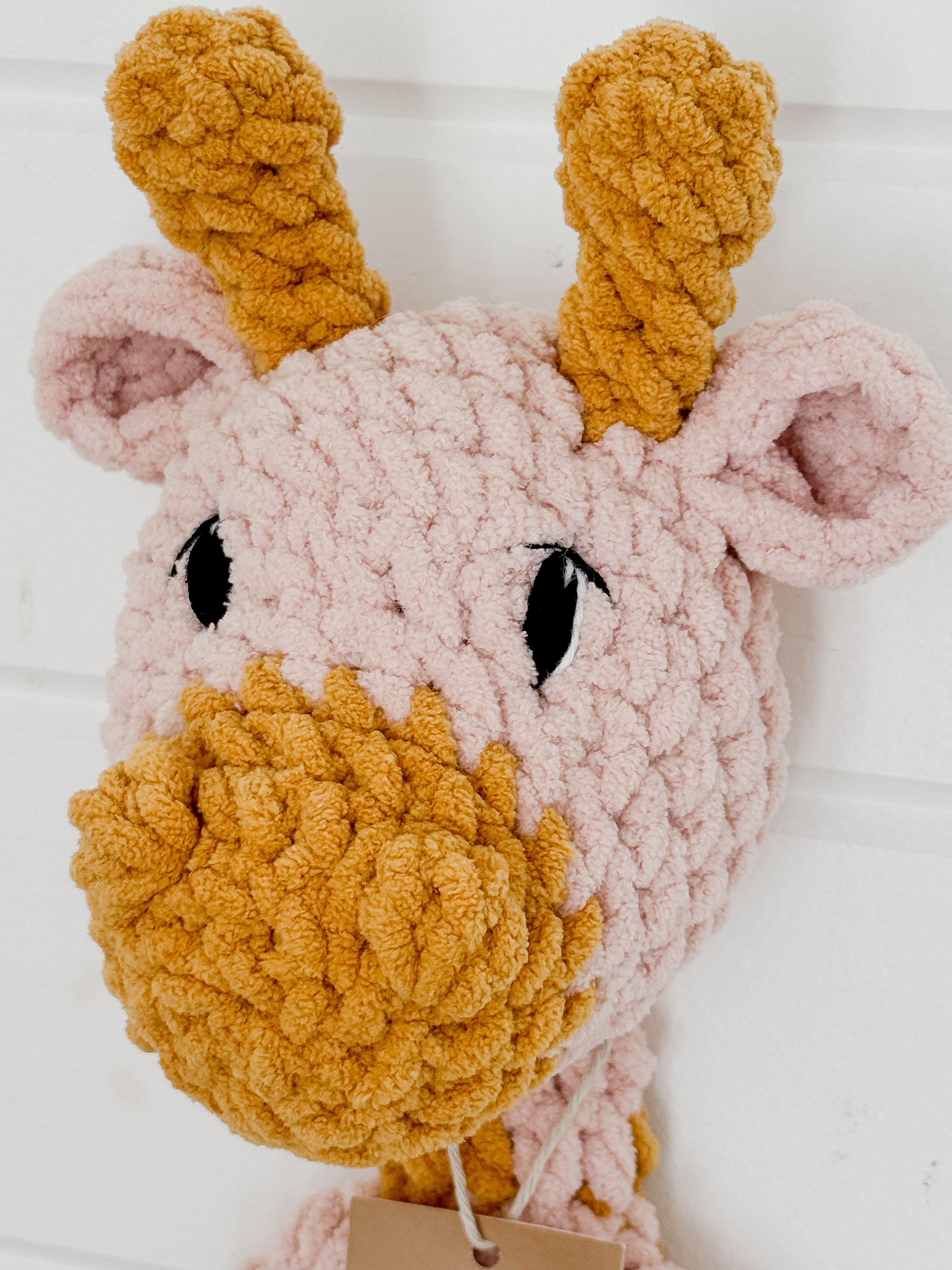 Georgie Giraffe Snuggler | Pale Pink + Mustard