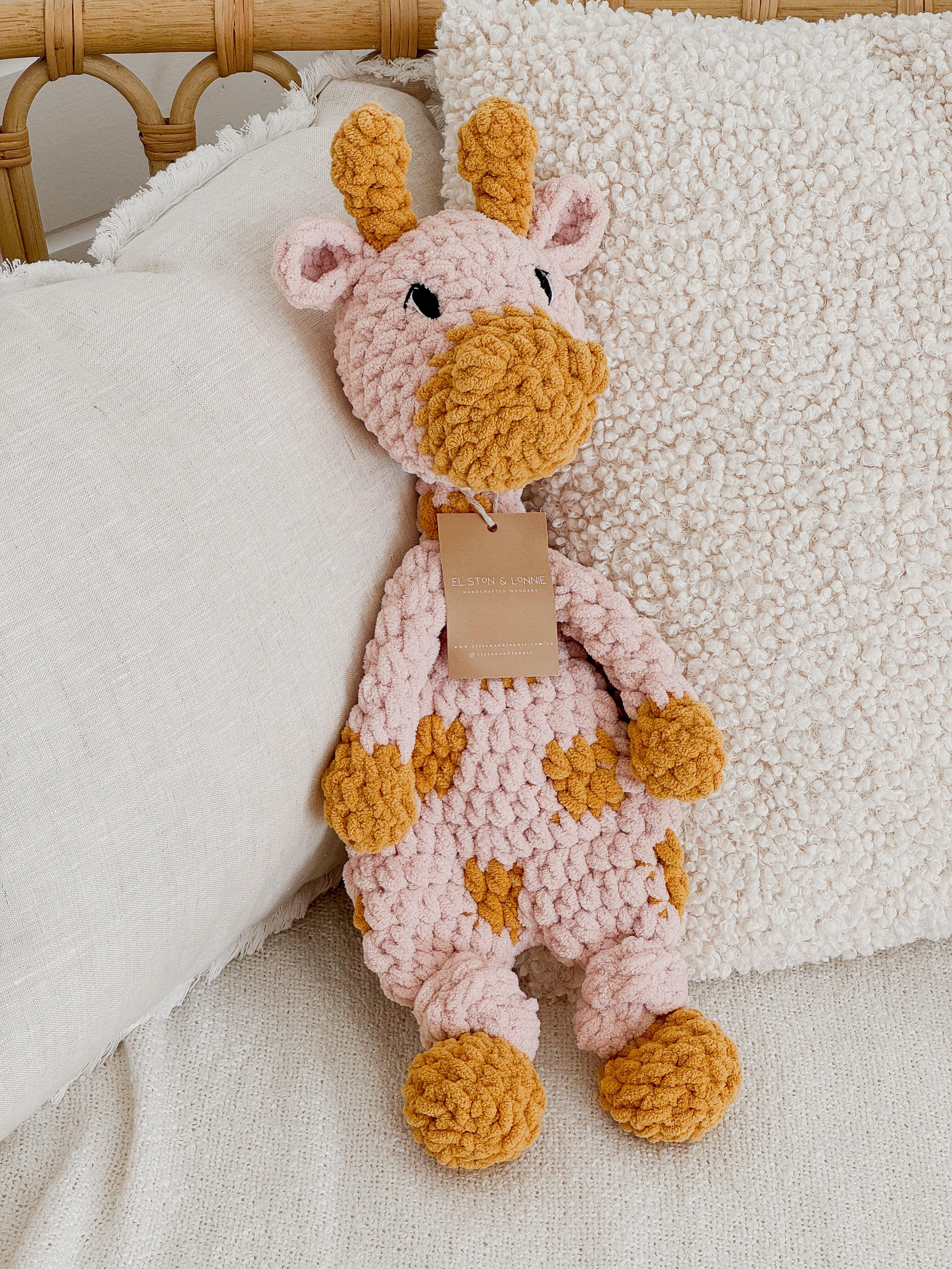 Georgie Giraffe Snuggler | Pale Pink + Mustard