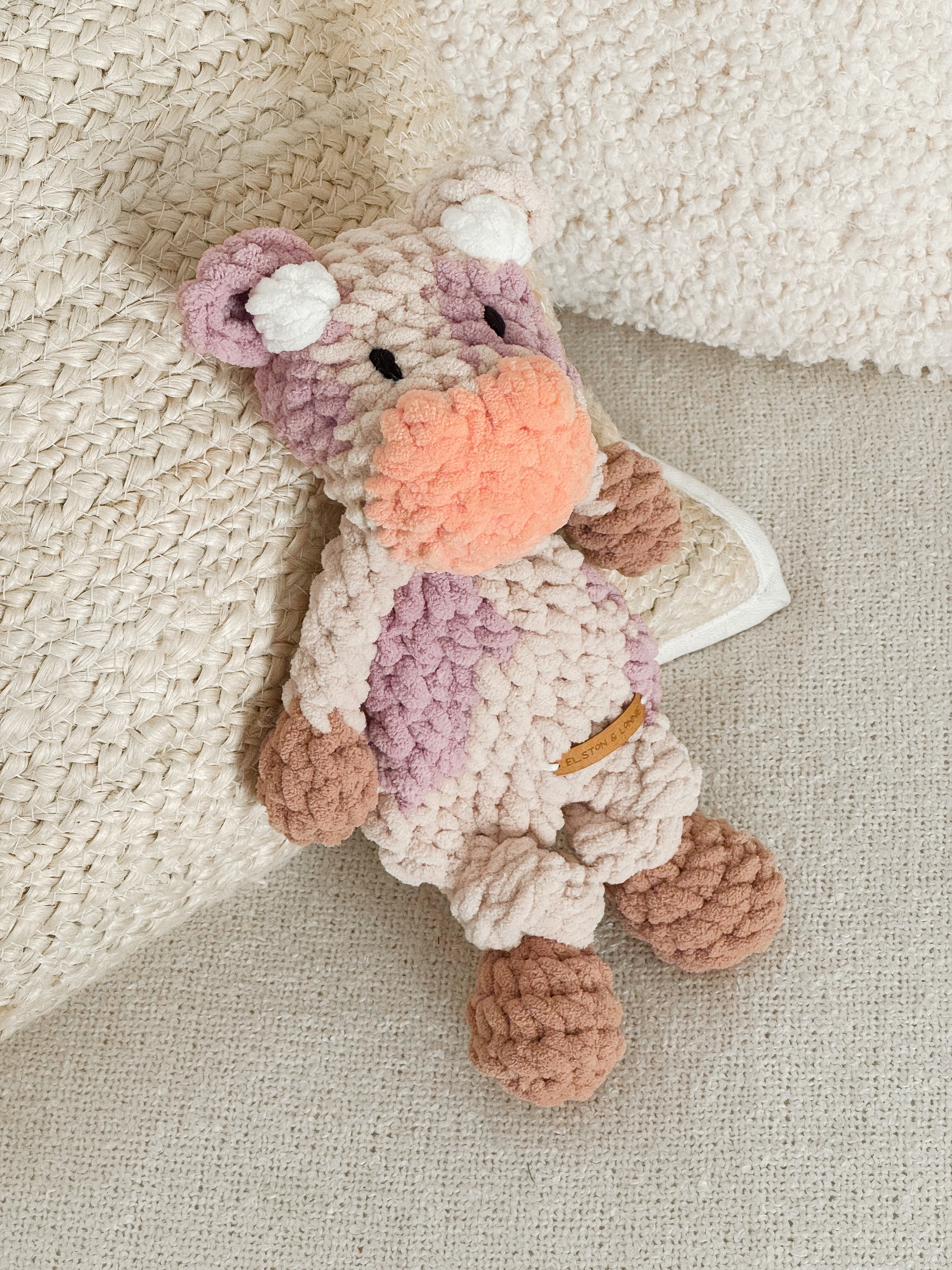 Mini Moo Snuggler | Beige + Soft Mauve + Peach + Latte Brown