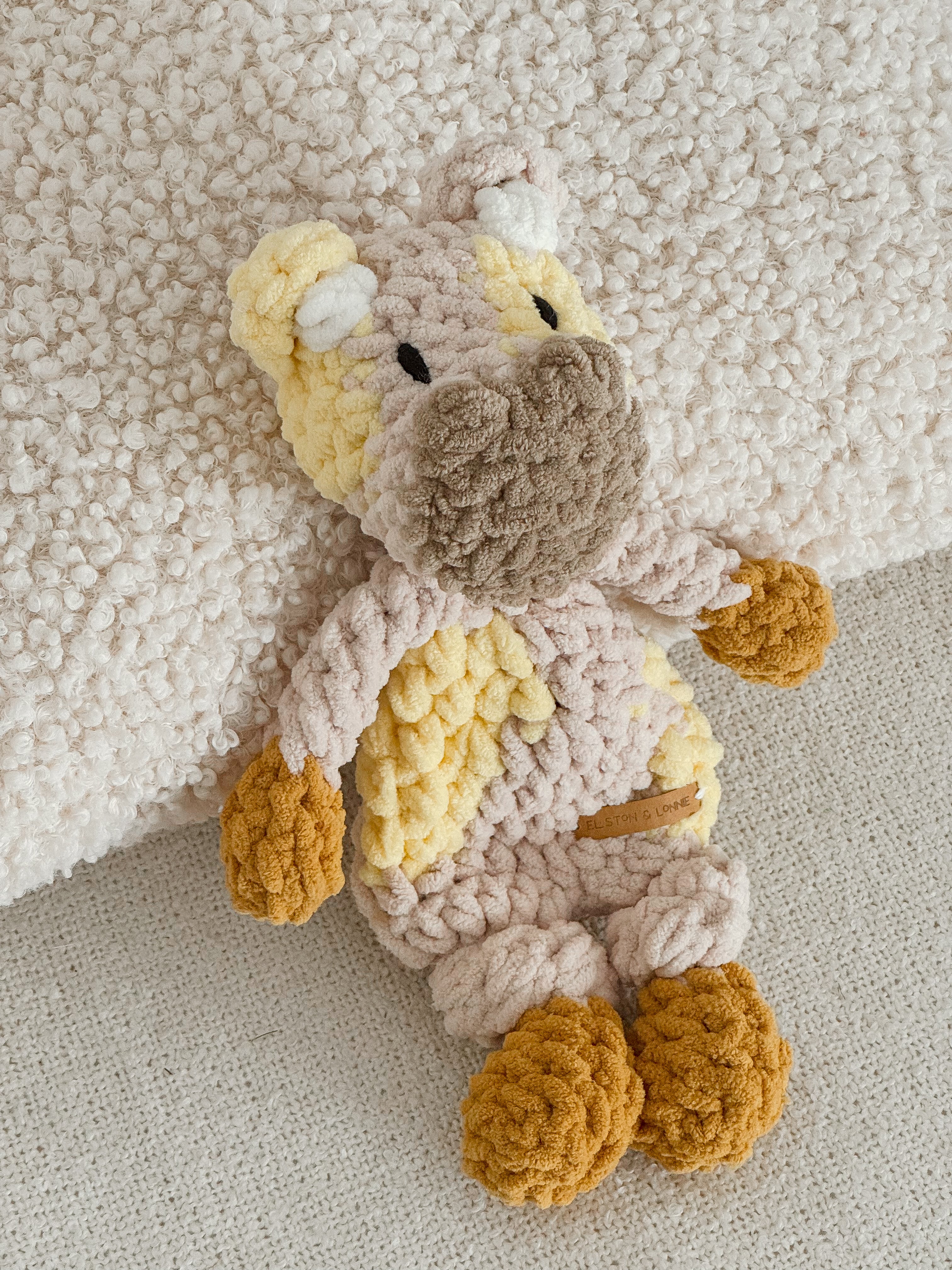 Mini Moo Snuggler | Beige + Mustard + Buttery Yellow