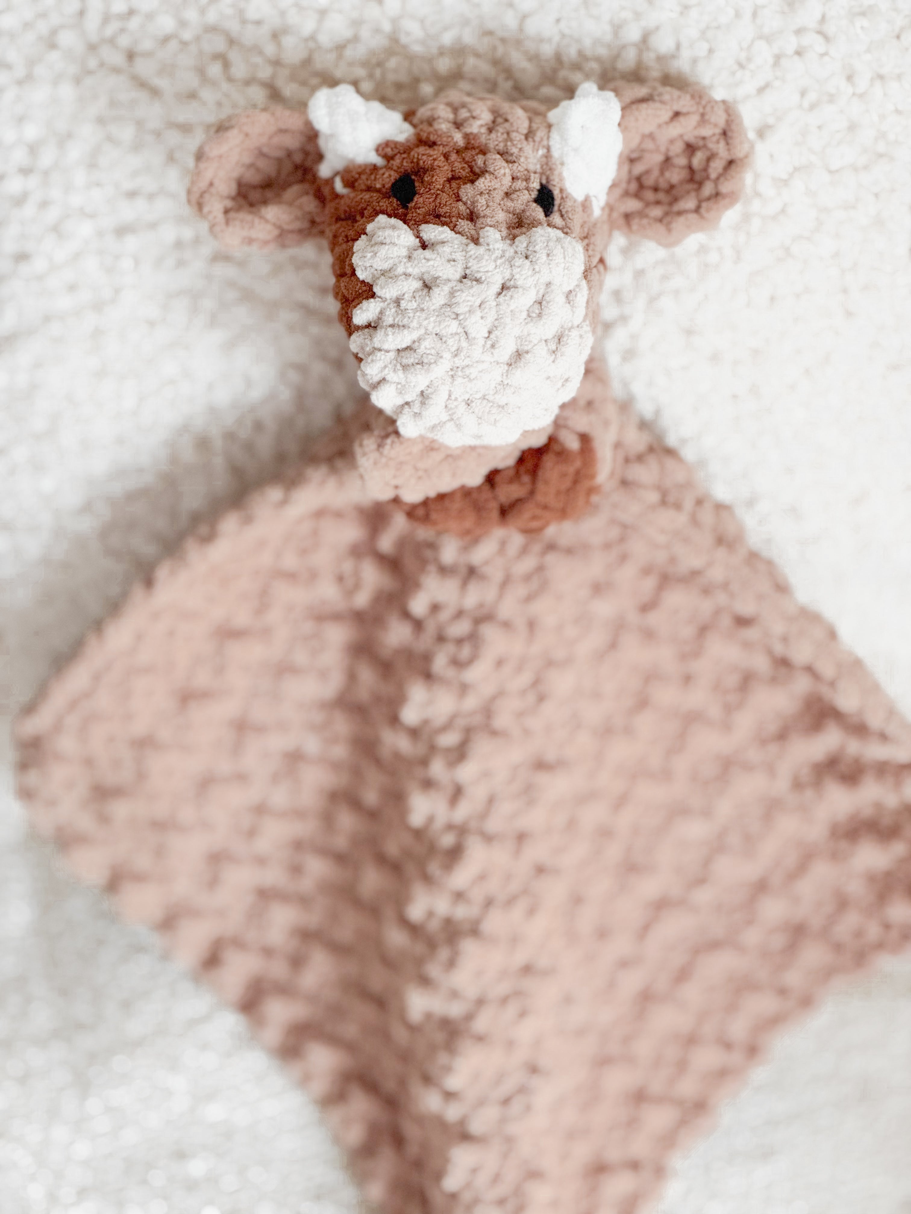 Mini Moo Blankie Friend Crochet Pattern By Elston and Lonnie